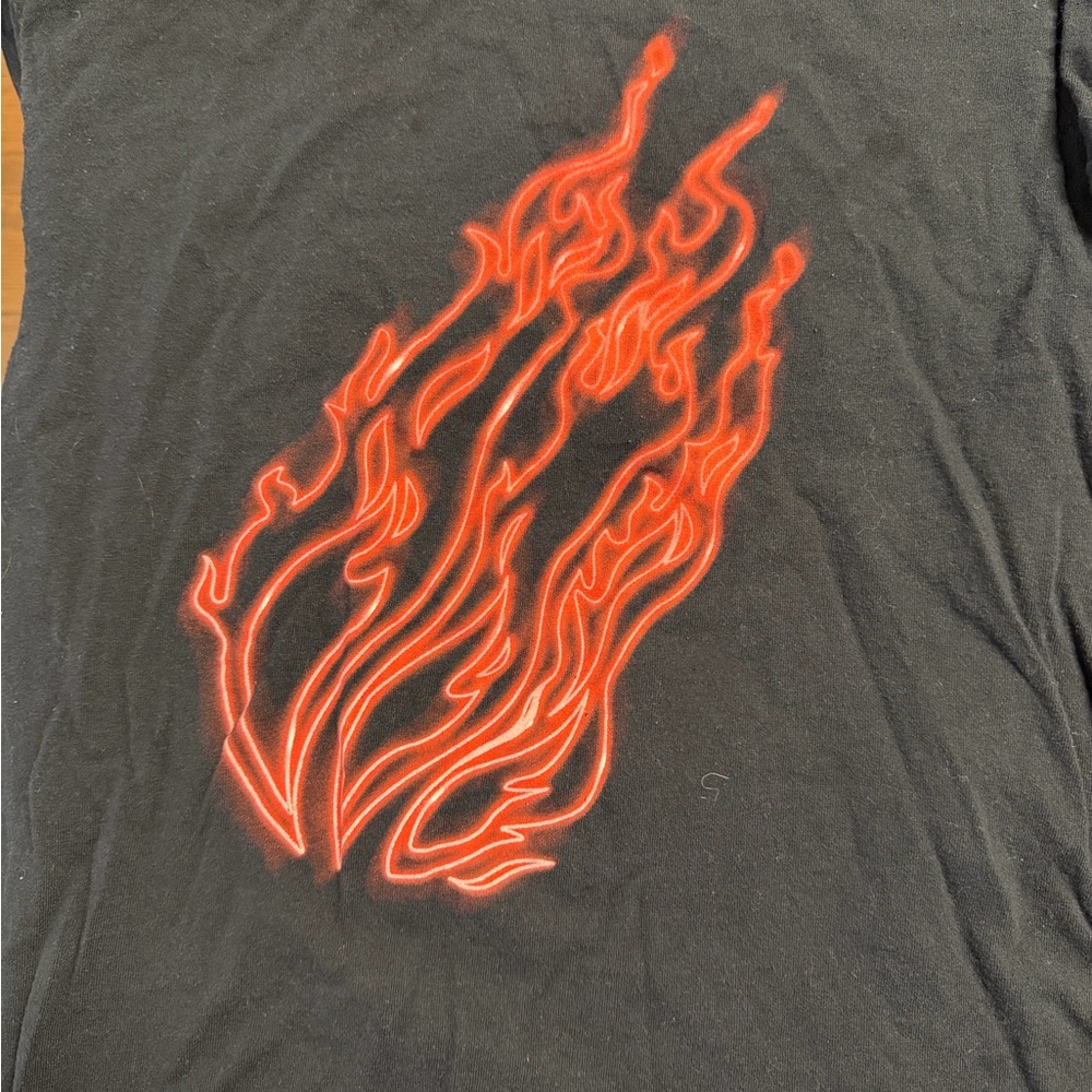 Preston Playz Black Kids Short-Sleeve Tee with Red Flame Graphic NWT